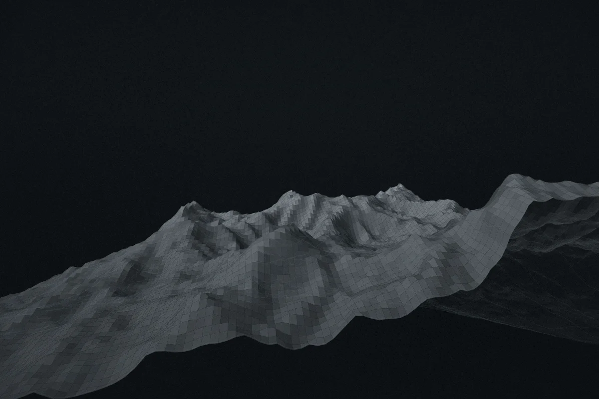 Monochrome terrain study of a forward ridge system.